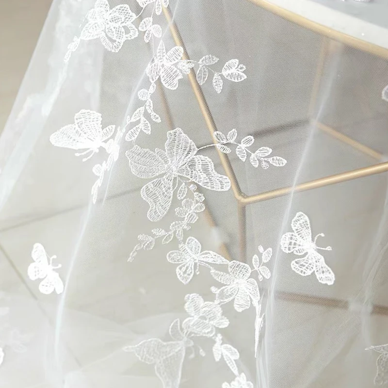 90x120cm 3d Schmetterling Stickerei Tüll Stoff für Braut Hochzeits kleid DIY Party kleid Wohnkultur Handwerk Nähen Spitze Stoff – Detail 5
