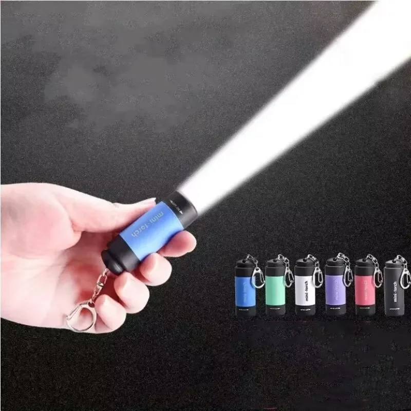 Compact USB Rechargeable LED Keychain Flashlight - Waterproof and Portable for Home, Outdoor Adventures, Hiking, and Camping