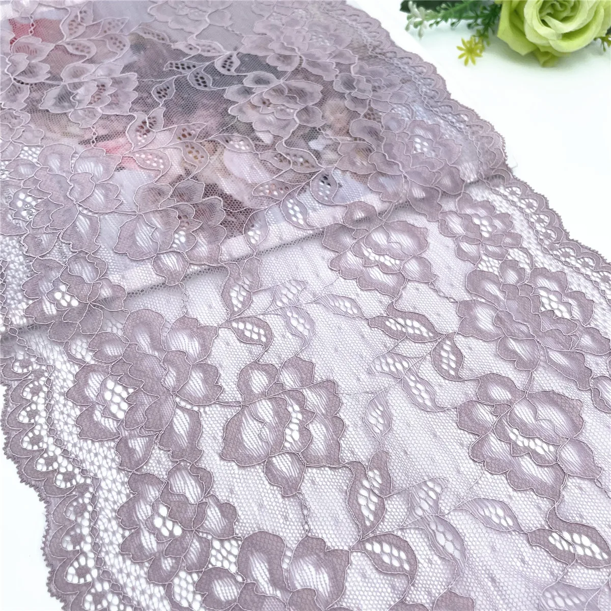 3y/lot Width 26cm Grape Purple Elastic Stretch Lace Trim 5