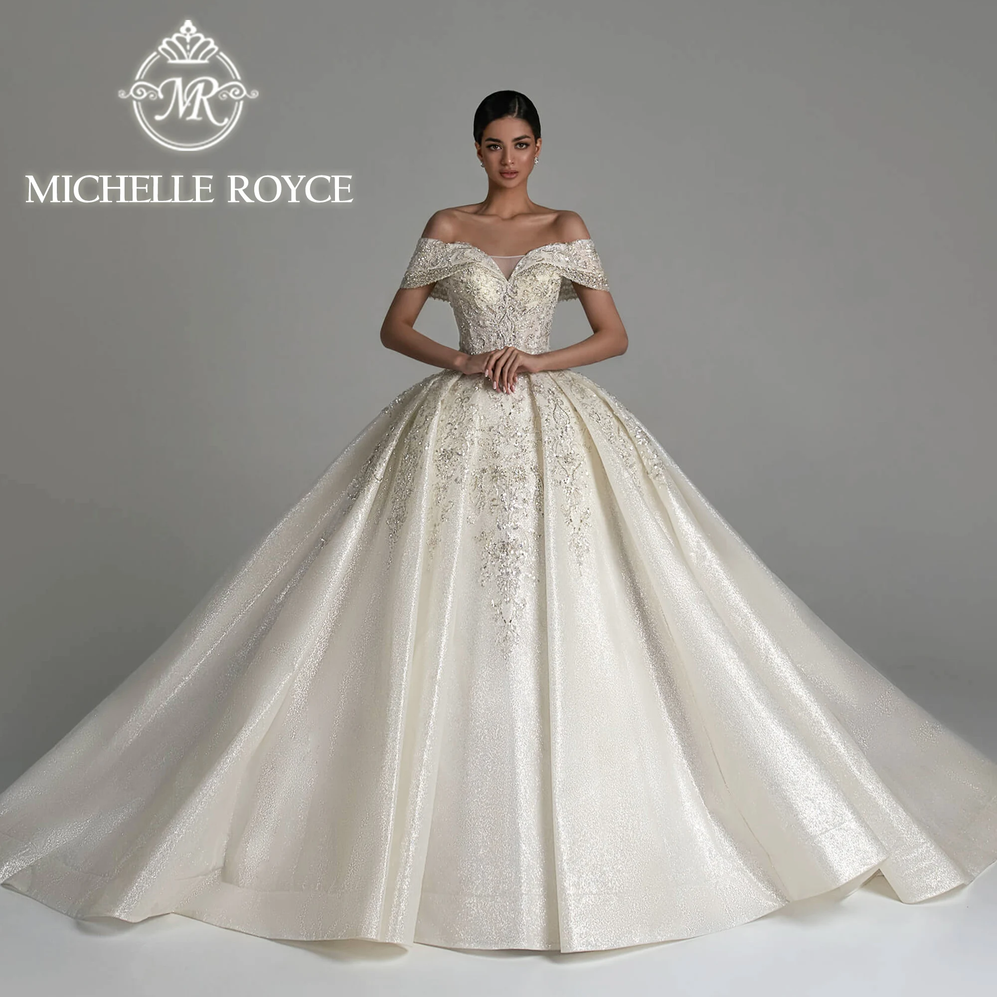 

Michelle Royce Ball Gown Wedding Dress 2024 Sweetheart Embroidery Beading Sequined Sparkling Tulle Wedding Gown Vestido De Novia