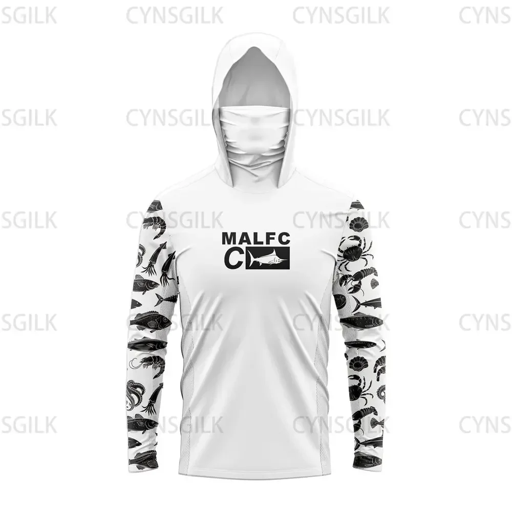 MALFC Women Men Hood long sleeve Fishing clothing fishing t shirt uv protection Fishing Apparel