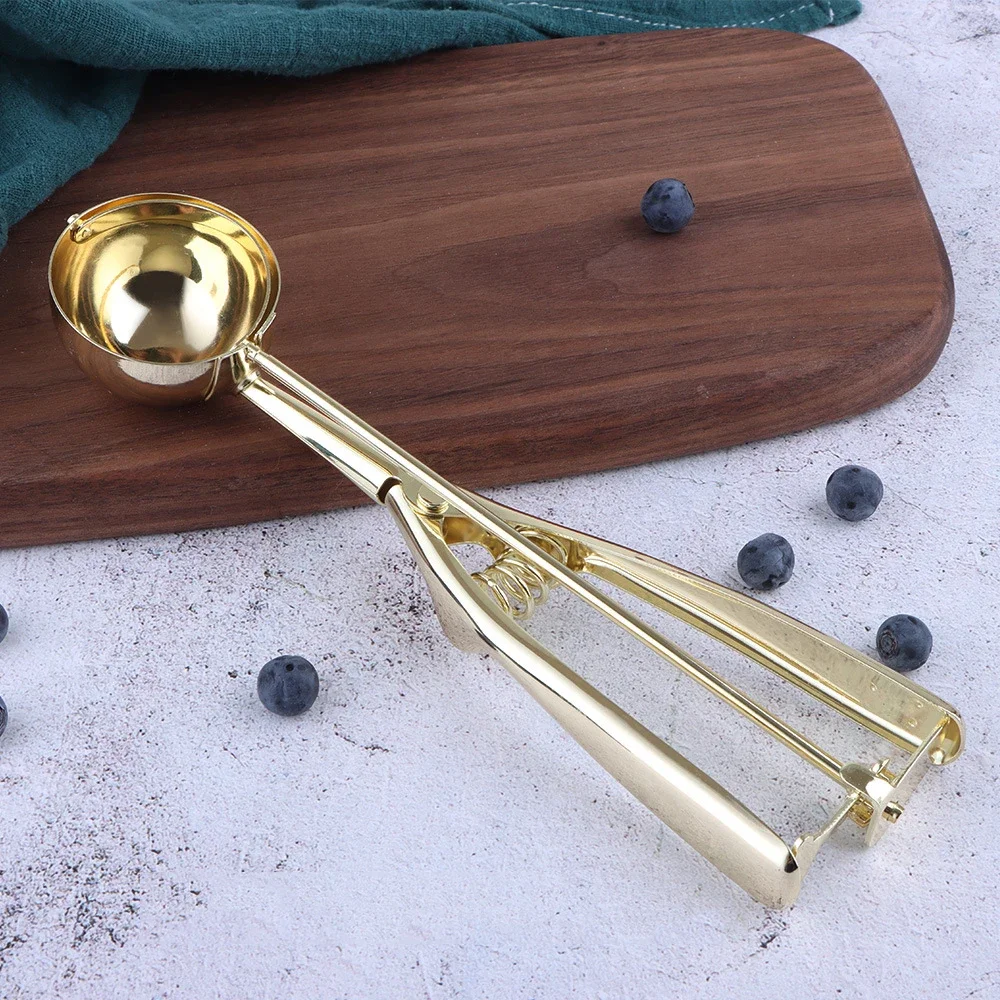 Gold Ice Cream Spoon Stainless Steel Ice Cream Tools Cookie Scoop Icecream Spoon Kitchen Sticks Mashed Potatoes Watermelon 1PCS ice cream scoop