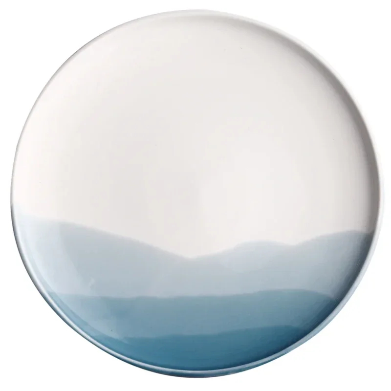 Mountain Scenery Ceramic Dinner Plate Big Round Dessert cake plate Square Steak pizza dish Restaurant kitchen tableware set