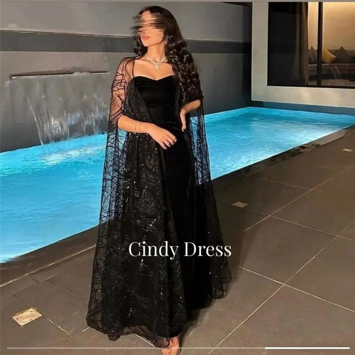 

Cindy Luxurious Party Dresses Long Shawl Prom Dress Women Luxury Evening 2024 Black Gala Womens Elegant White Wedding Guest Gown