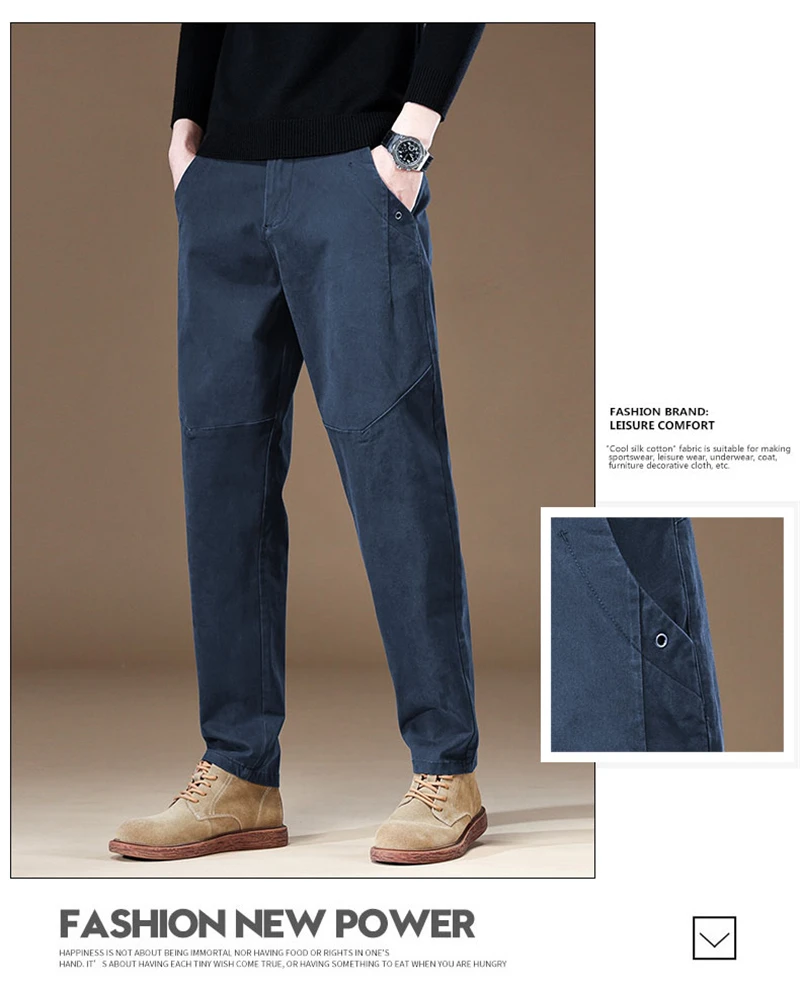 2024 New Spring Autumn Men's Cargo Work Pants 97%Cotton Thick Solid Color Wear Korean Grey Casual Trousers Male Plus Size 38 40