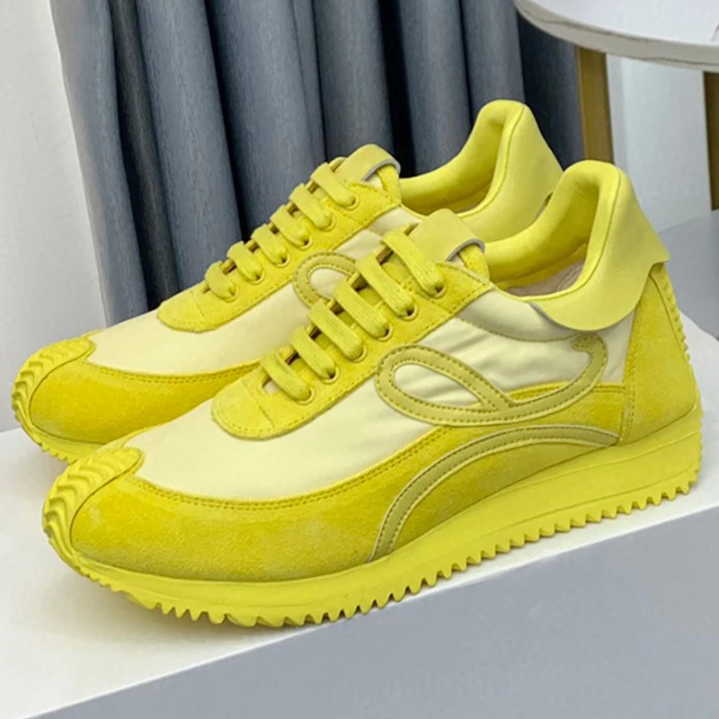

Women Men New Running Shoes Autumn Online Celebrity Style Wear Resistant Loafers Non-slip Thick Bottom Lace-up Lovers Shoes
