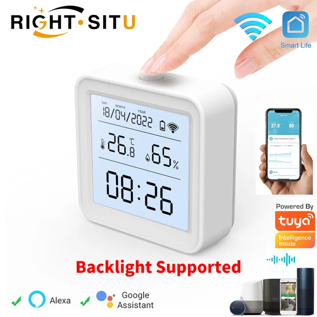 Tuya WIFI Temperature And Humidity Sensor Indoor Hygrometer Thermometer  With LCD Display Support Alexa Google Assistant - AliExpress