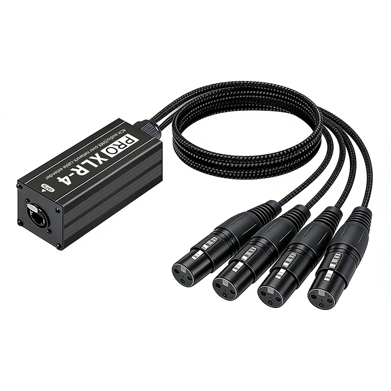 1쌍의 PRO XLR-4 4CH XLR 암-수 RJ45 연장 케이블, 무대 음향 조명 시스템용 오디오 DMX 오버 이더넷 코드