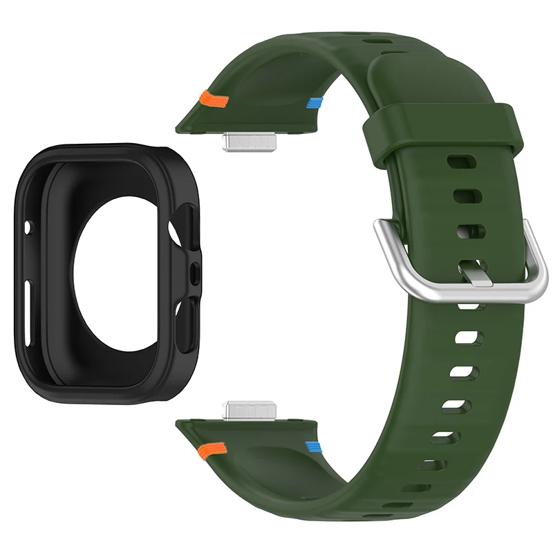 Protective Soft Case with Silicone Sports Strap for Smartwatch Fitness Bands
