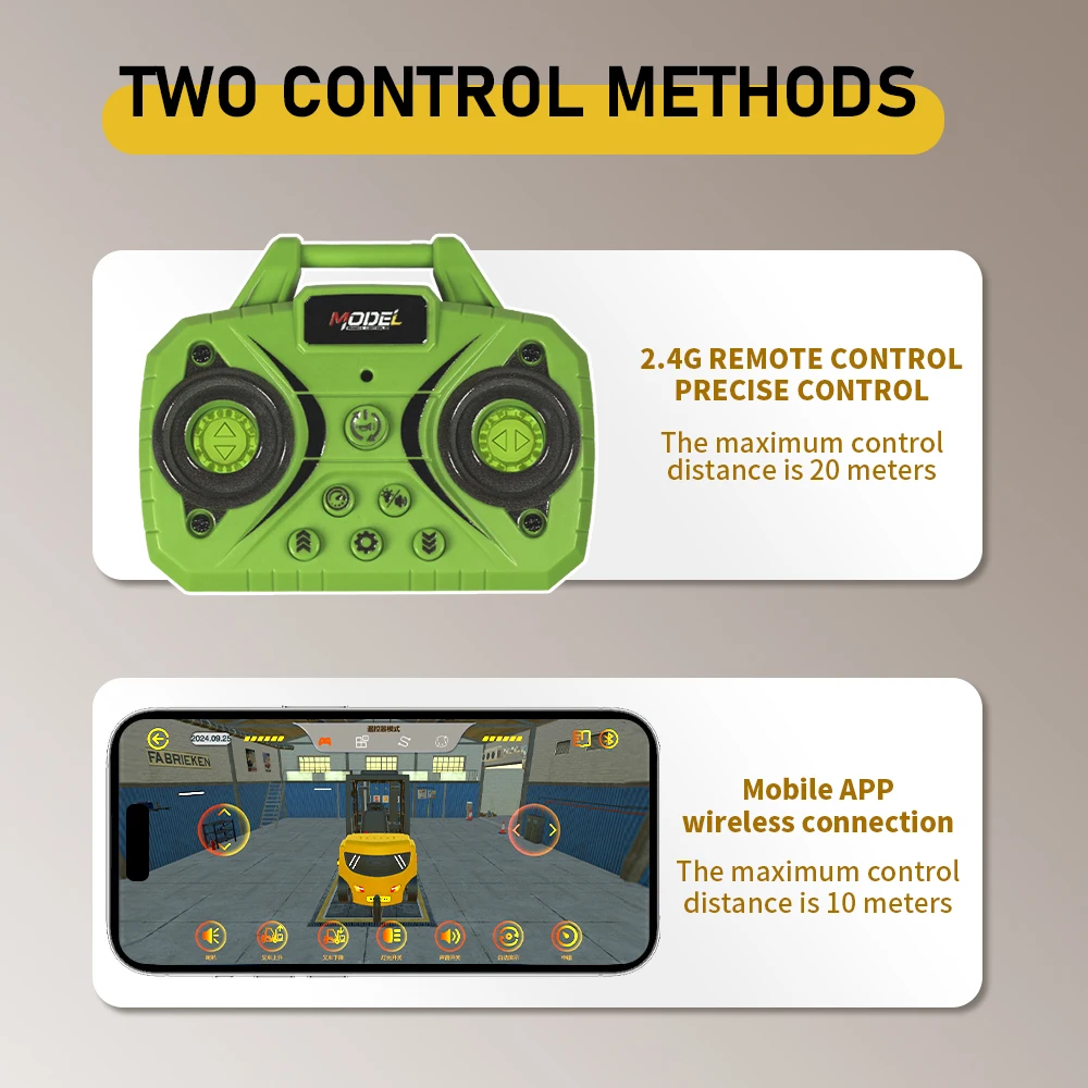 1:64 Bluetooth Remote Control Crane And Forklift two-in-one Desktop Mini Alloy Toy Car With Trailer Christmas Gift In Color Box - Image 6