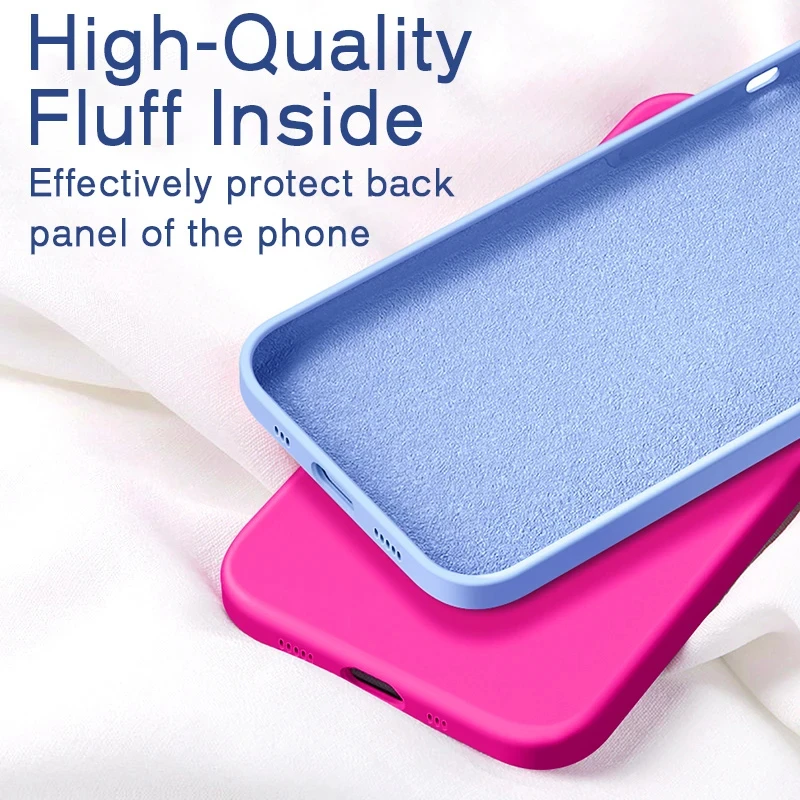 Square Solid Color Liquid Silicone Case For iPhone 15 14 13 11 12 Pro Max Mini 14 Plus XR X XS Max Shockproof Soft Cover funda