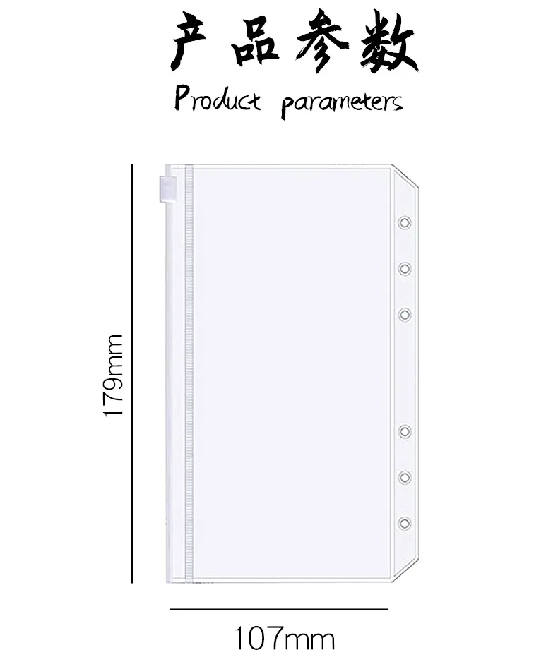 6-Holes Losbladige Notebook Pvc Rits Tas Factuur Zak A6 Handboek Opbergtas 15 Packs 60 Packs Budget Planner Briefpapier