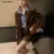Maillard Style Coffee Notched Corduroy Blazer High Waist Front Slit Package Hips Skirt Suits 2 Pieces 1 Set