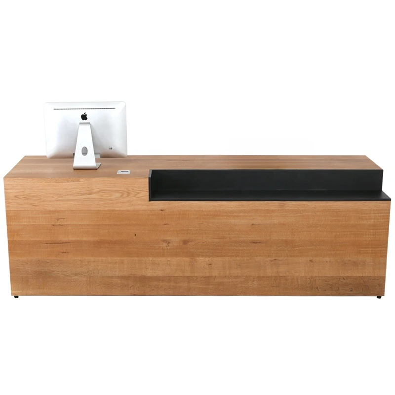 2024 Stock Solid Wood Beauty Salons Reception Desk Modern Design L Shape Office Reception Tables