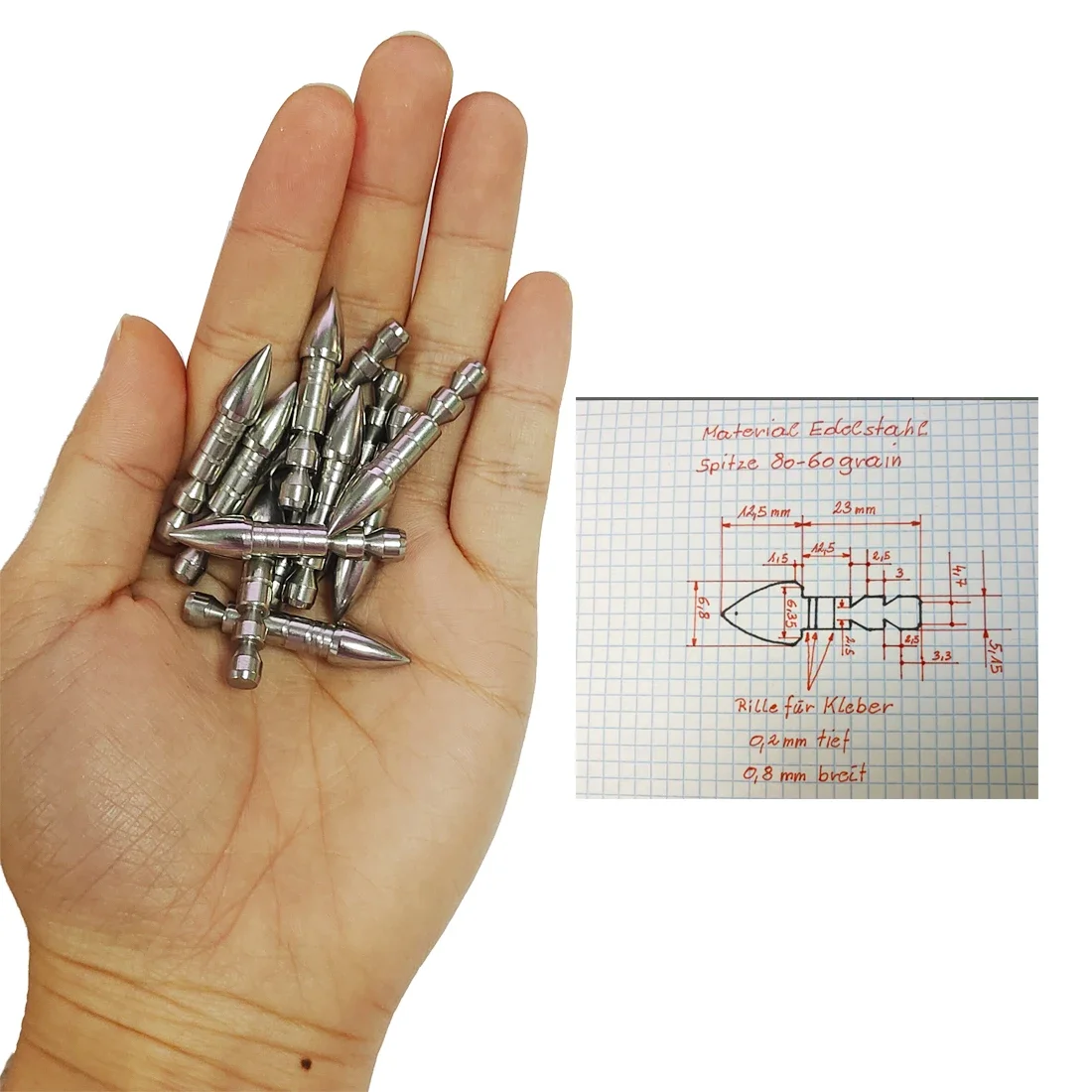 12pcs Archery Insert ID5.2mm OD6.8mm Carbon Arrows Shaft Arrowhead Target Point Tips 80gr Practice Hunting