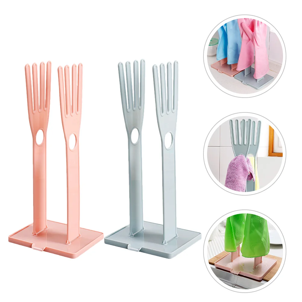 

2 Pcs Detachable Glove Drain Rack Clothes Drying Gloves Hanger Sink Stand Abs Sponge