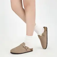 Bebealy sabots de semelle en liège pour femmes Mules en daim de vache avec soutien de la voûte plantaire mode sans lacet hommes chaussures de pomme de terre véritable dames sabots chaussures 3