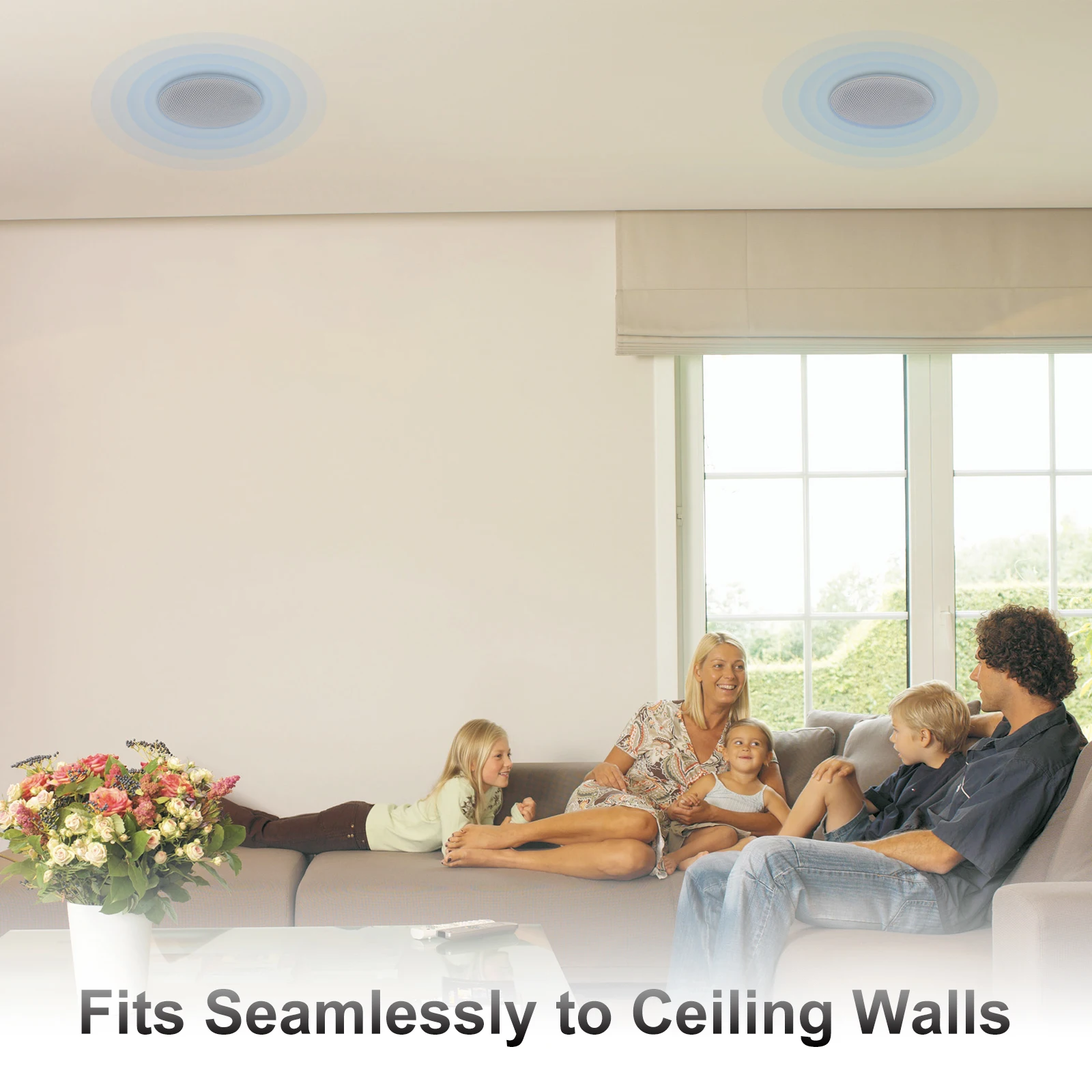 Herdio 6.5 Inch 300W Ceiling Wall Speaker Two-Way Home Speaker System For Wet Indoor Outdoor Kitchen Bathroom Covered Porch