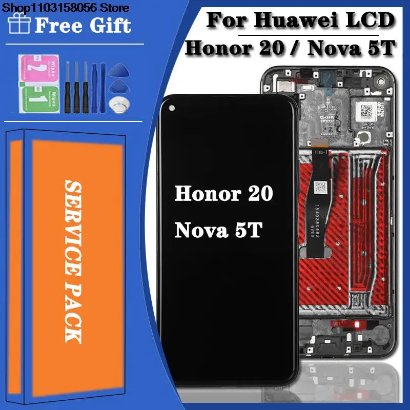 

Original Honor 20 Display LCD para Huawei, 6.26 ", Touch Screen Digitizer Assembly, Nova 5T, Nova 5T