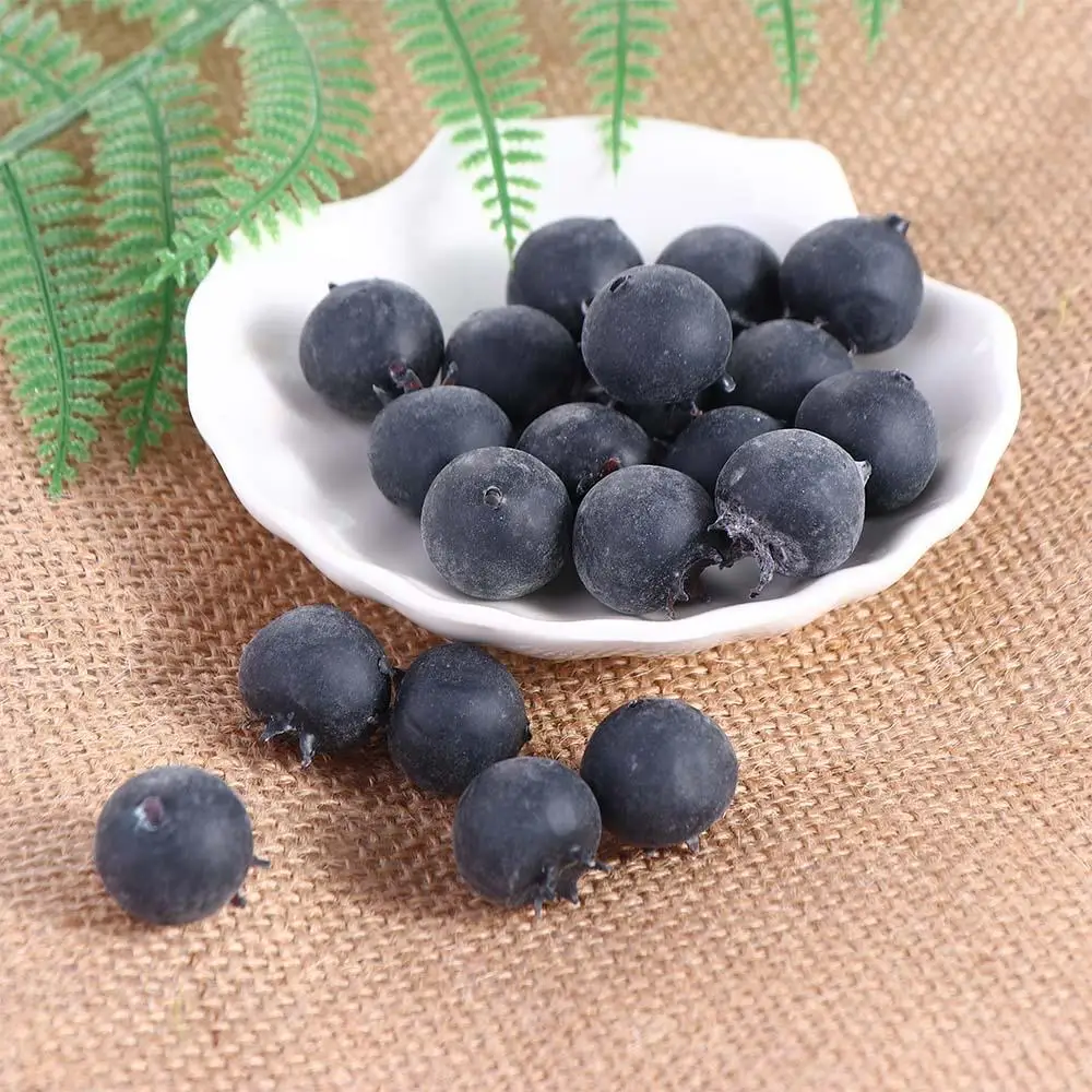 Artificial Plants Artificial Fruits and Vegetables 20pcs High Simulation Blueberry Model Photo Props Fake Fruit Ornaments Artificial Food Two Size Blueberry Fruit Shop Model Decor
