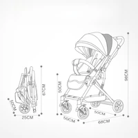 Poussette pour bébé ultra-légère bidirectionnelle, peut s'asseoir ou s'allonger, facile à plier avec un bouton, poussette parapluie pour nouveau-né à vue élevée 4