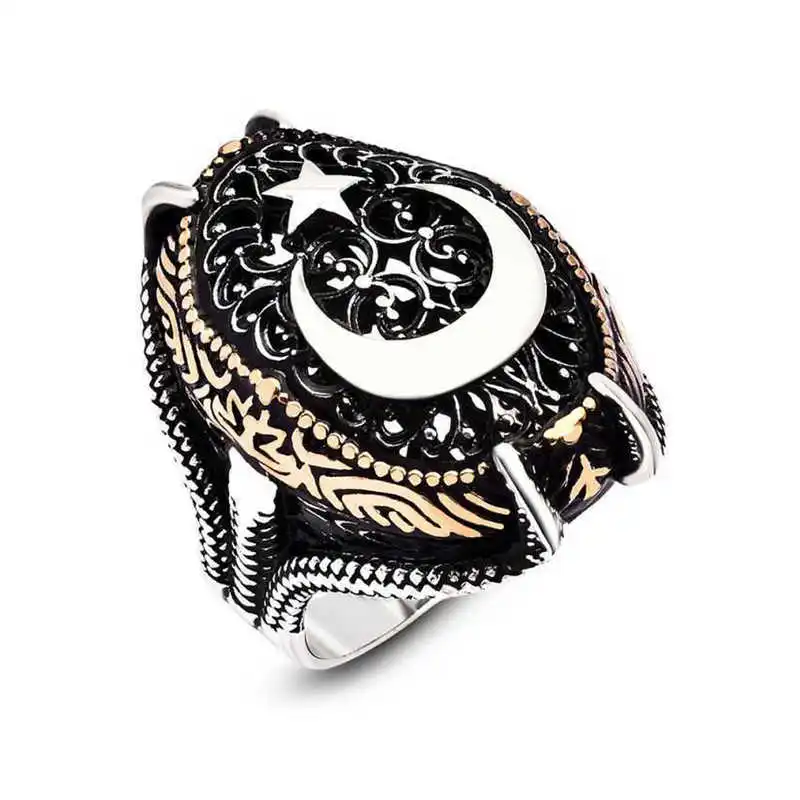 

Tevuli 925 Sterling Silver Moon Star Claw Men 'S Ring