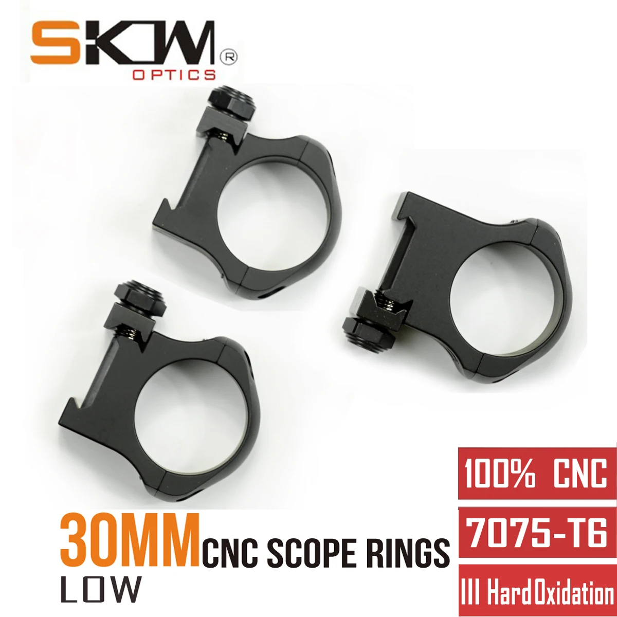 SKWGEAR 30mm Scope Rings Low 7075 -T6 Mount Fit Picatinny CNC