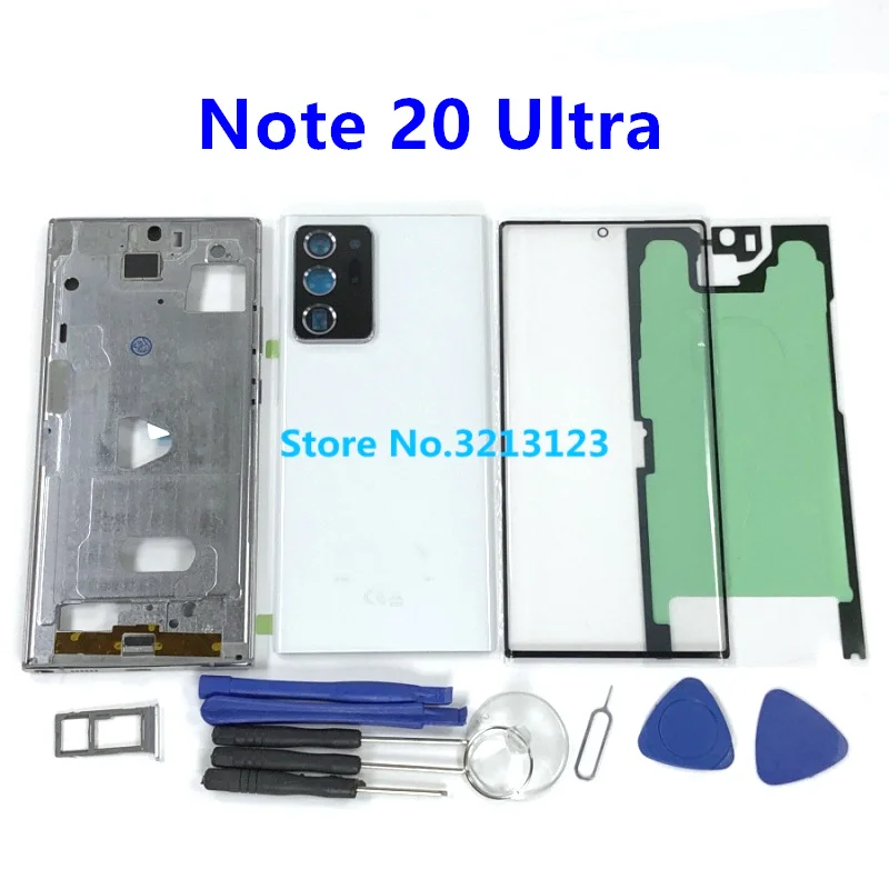 

Note 20 Ultra Full Housing Case Back Cover Glass Middle Frame For Samsung Galaxy Note 20 Ultra N985 N985B Complete Parts