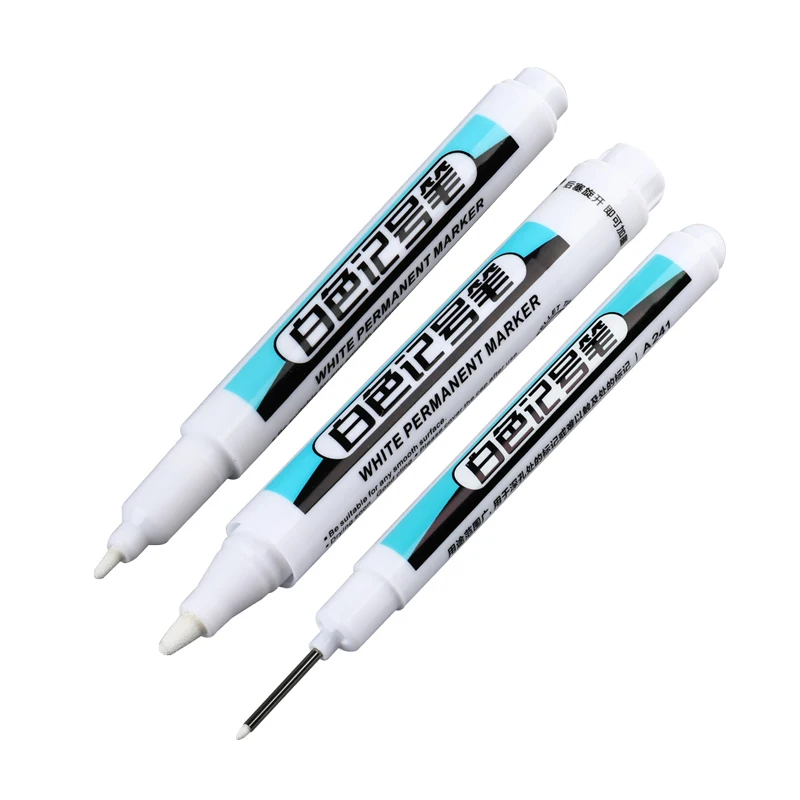 Permanent Marker 0.7/1.0/2.5MM White 1/3Pcs Paint Markers For Wood Rock Plastic Leather Glass Stone Metal Art Supplies