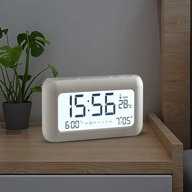 Sveglia digitale ricaricabile con retroilluminazione temperatura data 3  allarmi orologio elettronico da comodino 12/24H orologio LED a grande  schermo - AliExpress