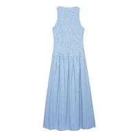 BSAY Dress for Women Fashion Summer New Plaid Fold Sleeveless O-neck Midi Vest Dresses French Chic Female Evening Clothing - Image 4
