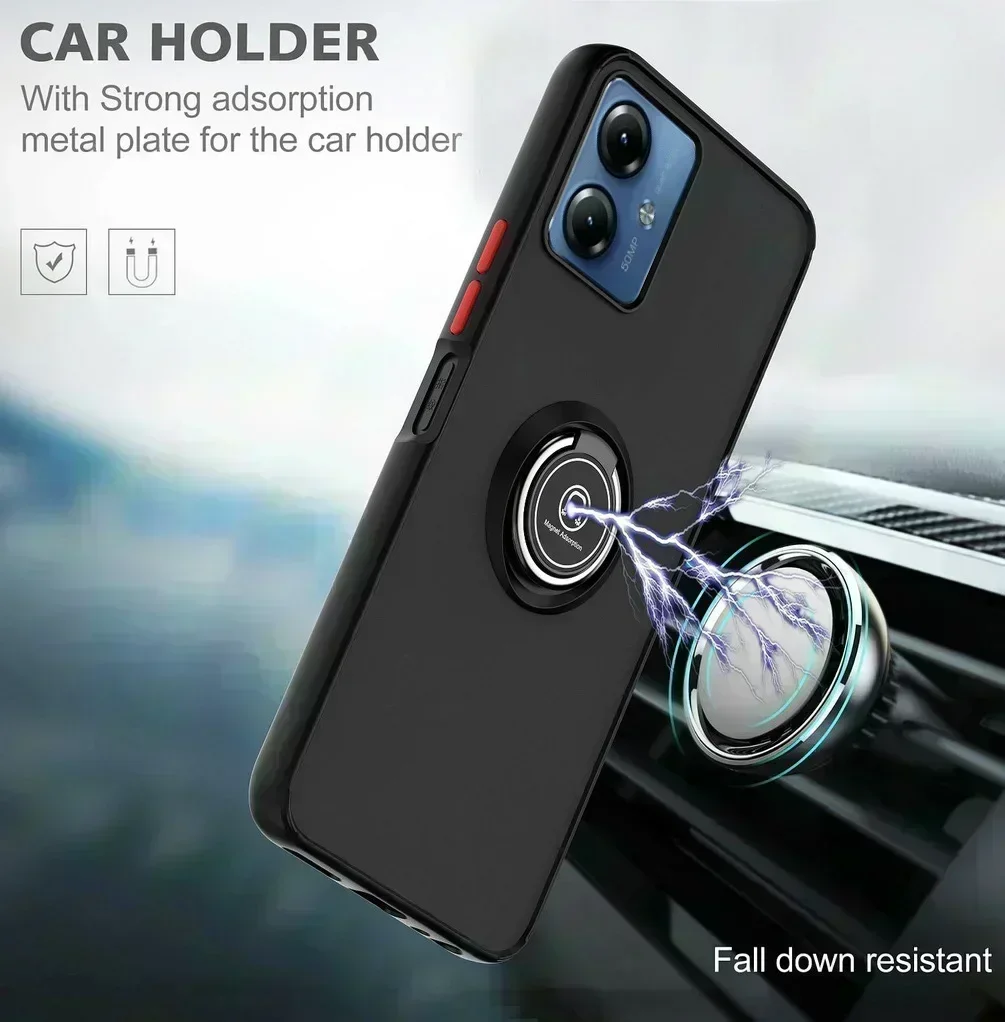 Shockproof Armor Matte Case with Magnetic Ring Stand Holder