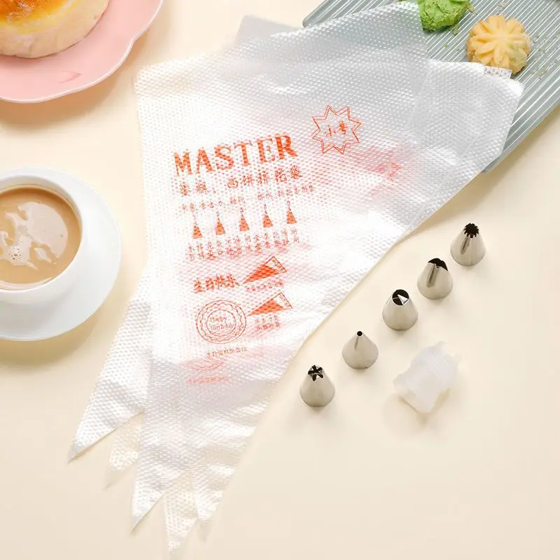 100PCS Disposable Piping Bag Cream Pastry Cake Icing Sugarcraft Cupcake Piping Decorating Baking Tool Kitchen Baking Accessories