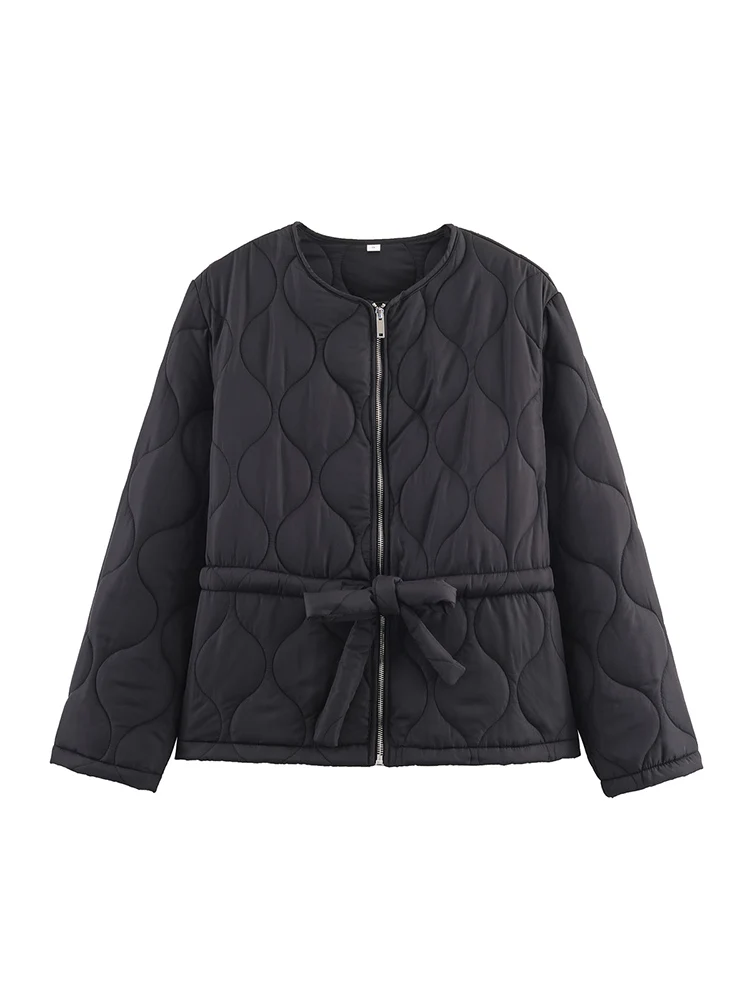 2025 Winter New Women's Solid Retro Cotton Coat Casual Warm Pocket Round Neck Long Sleeve Loose Quilted Cotton Jacket Coats