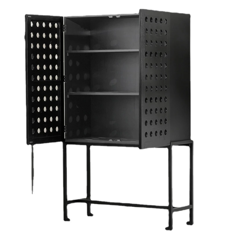 

Hxl Light Luxury Solid Wood Black Hole Cabinet Old Wood Head Height Side Cabinet Display Cabinet Entrance Cabinet