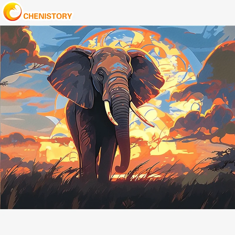 

CHENISTORY Oil Paint By Numbers For Kids Adults Painting On Numbers Elephant Diy Gift Home Decor On Canvas Handmade Artwork