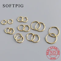 SOFTPIG Real 925 Sterling Silver 18K Gold Round Huggies Hoop Earrings for Women Trendy Fine Jewelry Minimalist Accessories