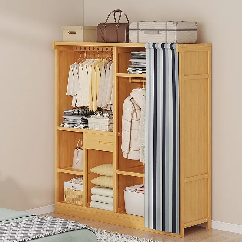 Room Children's Wardrobe Solid Wood Rental Room Wardrobe Bedside Household Hanger Strong