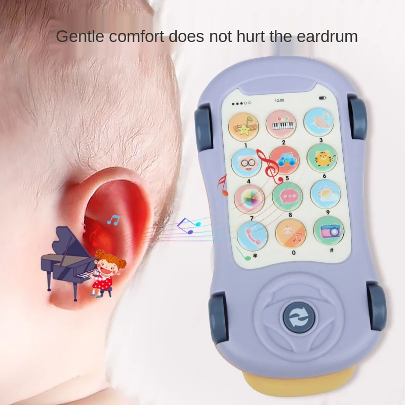 

1pc Baby Cartoon Car Musical Mobile Phone Toy Toddler Bilingual Early Education Telephone Toy Kid Gift for 0-3Year Old Random