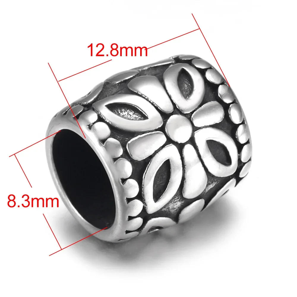 UNICRAFTALE Aproximadamente 12 Cuentas De Paracaídas De Acero Inoxidable Espaciadoras De Columna, Cuentas De Cordón De Tubo Ranurado Negro, Cuentas De Metal De 7 Mm De Agujero Grande, Cuentas Sueltas