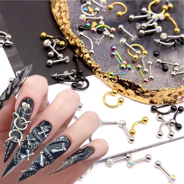 27pcs Punk Nail Charms Alloy Nail Art Charms Nail Rivets Metal Nail Jewels  for Nail Art