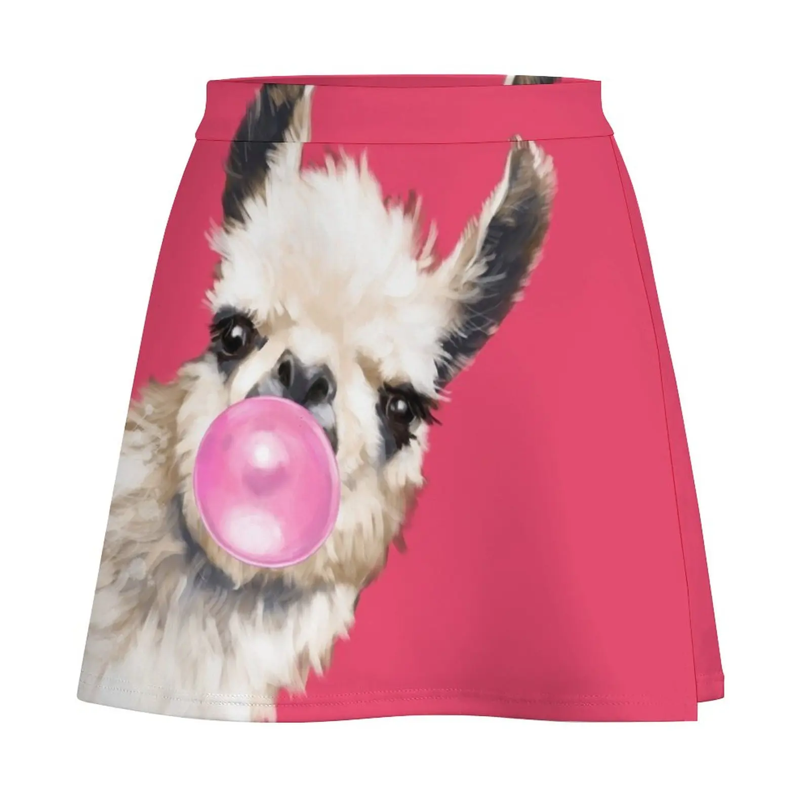 Bubble Gum Sneaky Llama in Red Mini Skirt Female clothing skirts for women skorts for women School skirt