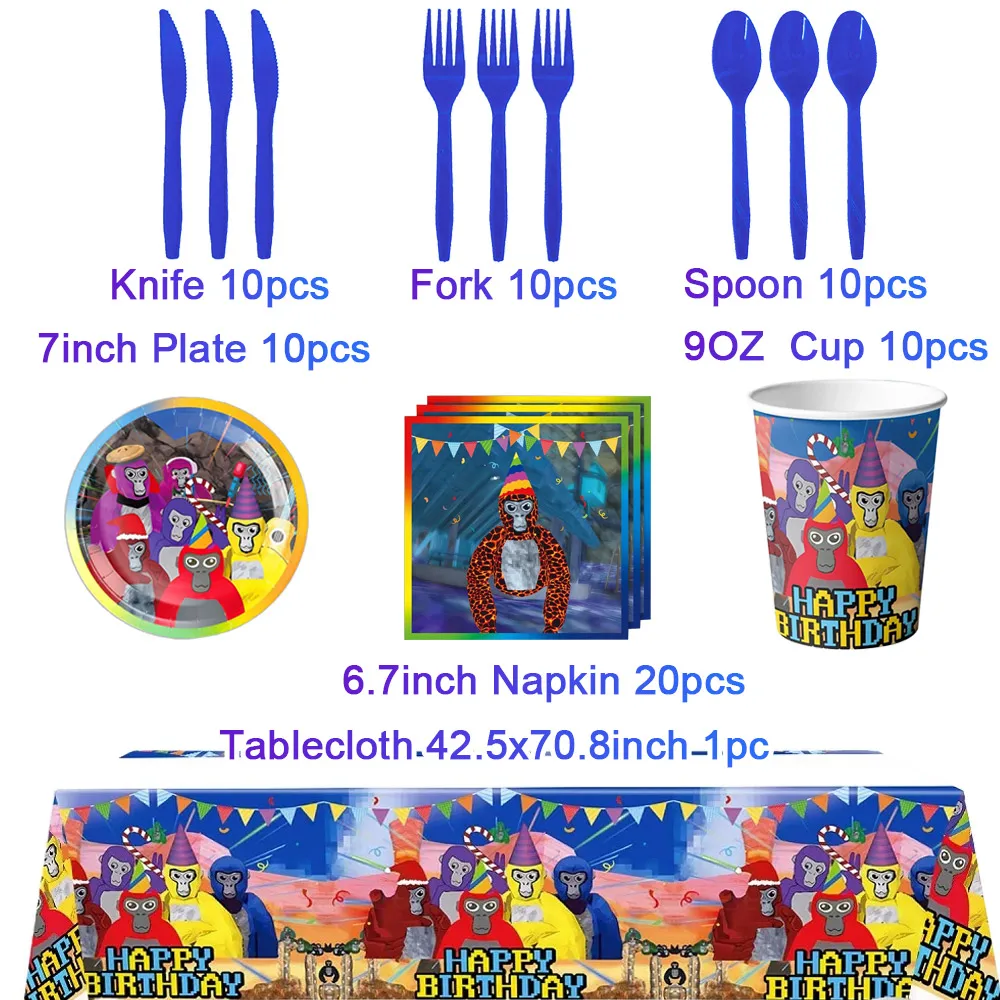 Jungle Safari Birthday Party Decor Set - Disposable Tableware & Decorations with Animal Plates, Napkins, Banner, and Backdrop