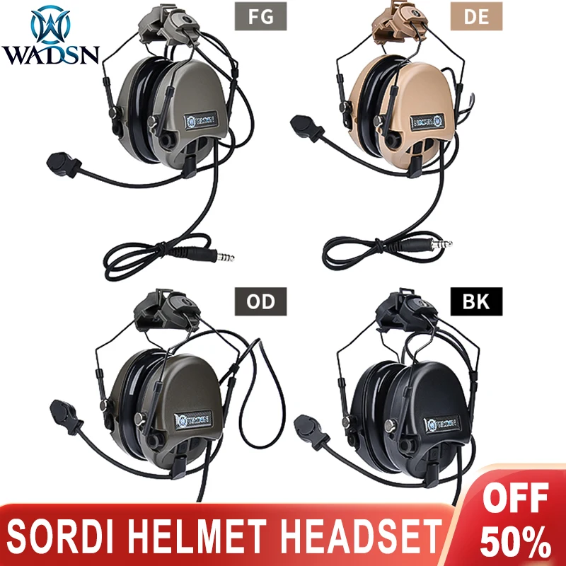 

Wadsn Softair Tactical Helmets Headset 20mm Rail Adapter Outdoor CS Wargame Headphone Sordin Shooting Military Earphone U94 PTT