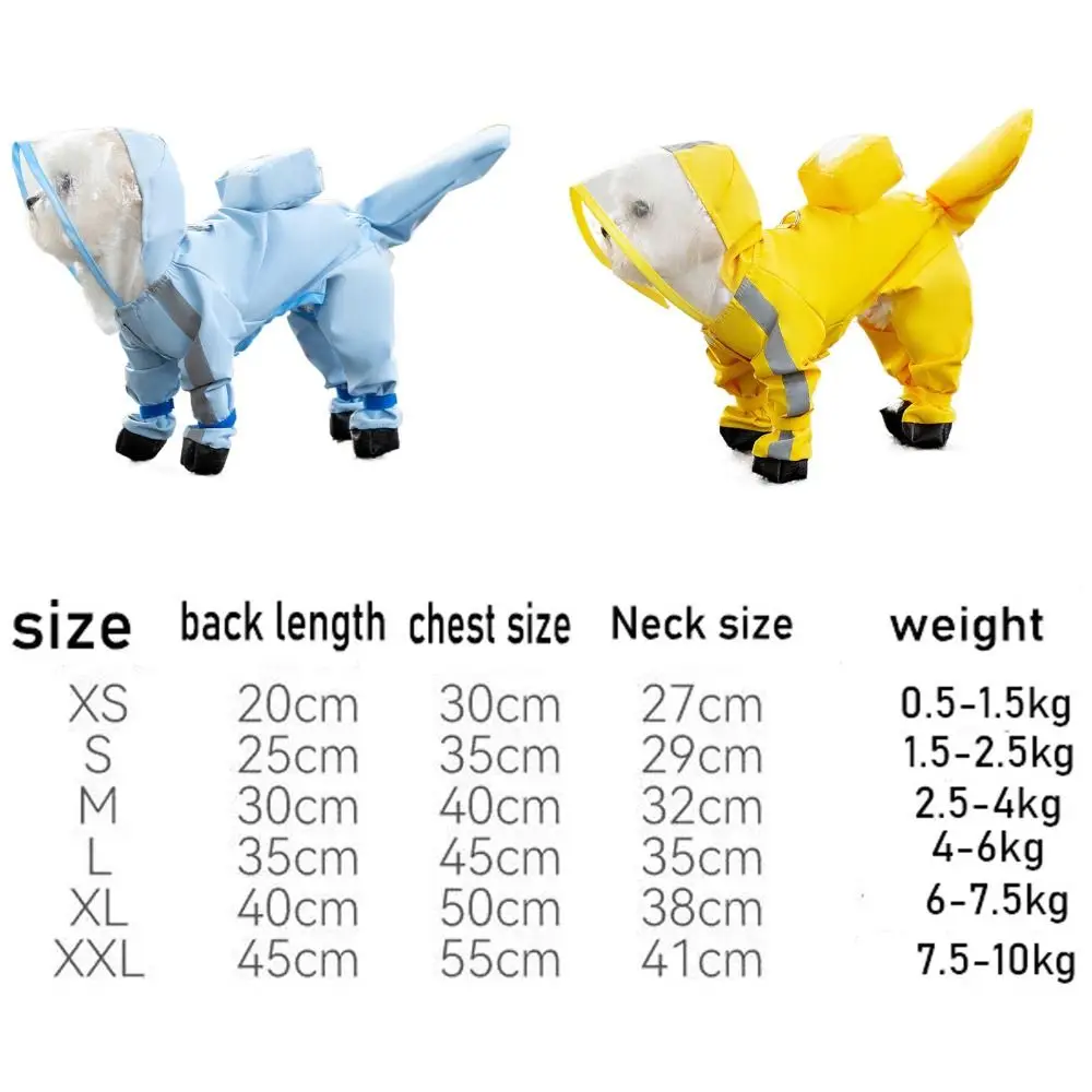 스타일리시한 견인 가능한 강아지 후드 레인코트 올인원 방수 소형견 의류 부드러운 방풍 애완동물 레인 재킷 코기용