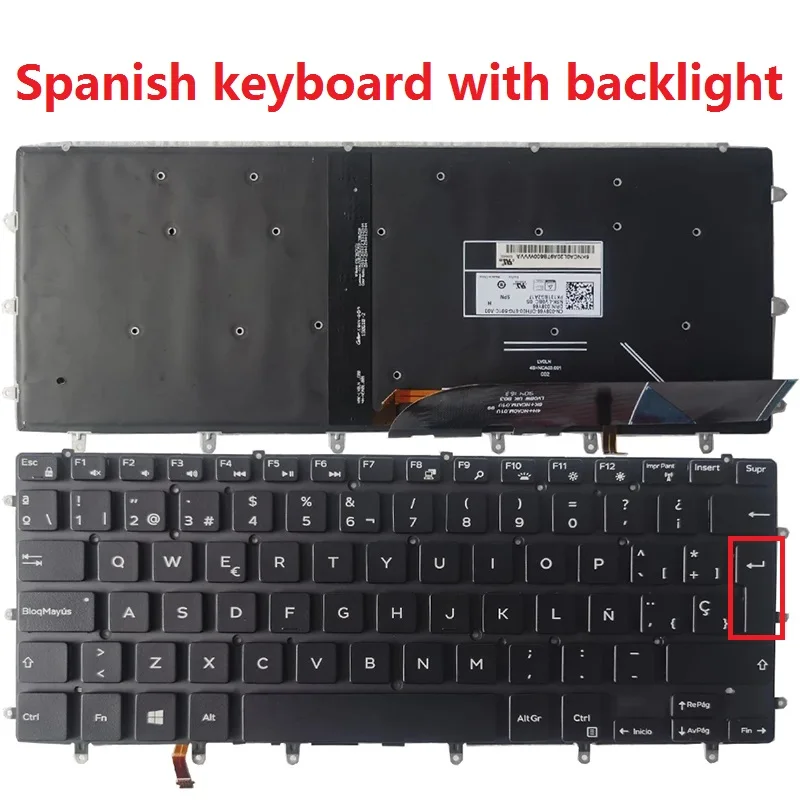 Russo Eua Espanhol Teclado do Portátil para Dell Xps 15 9550 9560 9570 P56f Precisão 5510 M5510 M5520 M5530 com Luz de Fundo Novo - Imagem 5