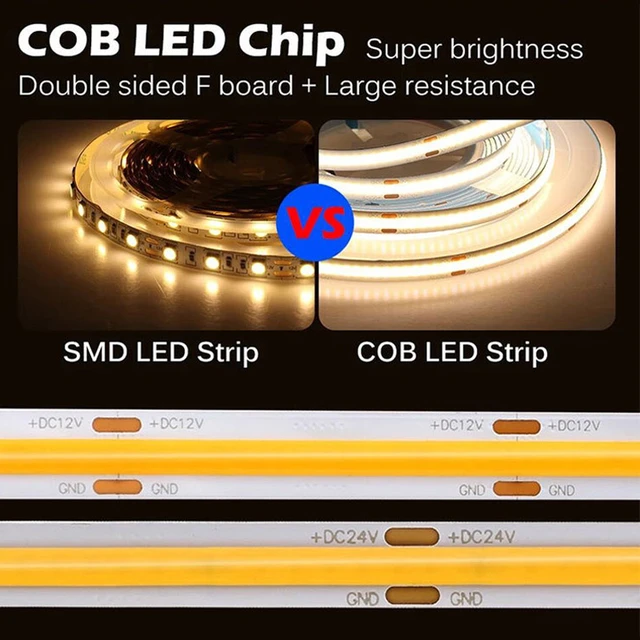 Luces de tira LED lineales sin puntos Luz de cinta FCOB DC12V de