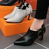 Fashion Plus Size 43 High Heels Women Comfort Pointed Black Women's Shoes Retro Slide Zipper Pumps Zapatos De Mujer 1