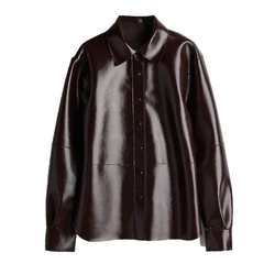 PU Leather Jacket and High-Waisted Mini Skirt Set - Chic High Street Outfit - M (Flip collar)