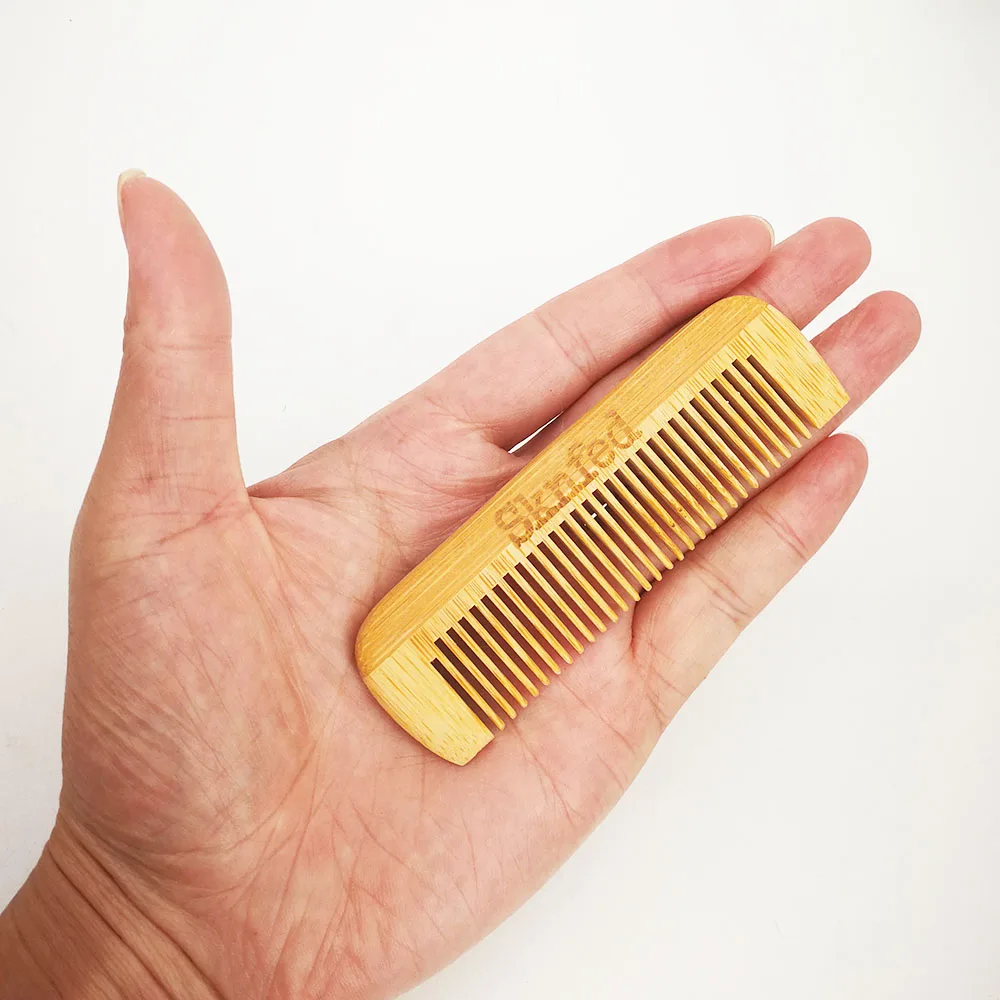 3 Pieces Mini Bamboo Comb with Custom LOGO  - Personalized Your Name Text Date - Portable Pocket Bamboo Beard Comb 5